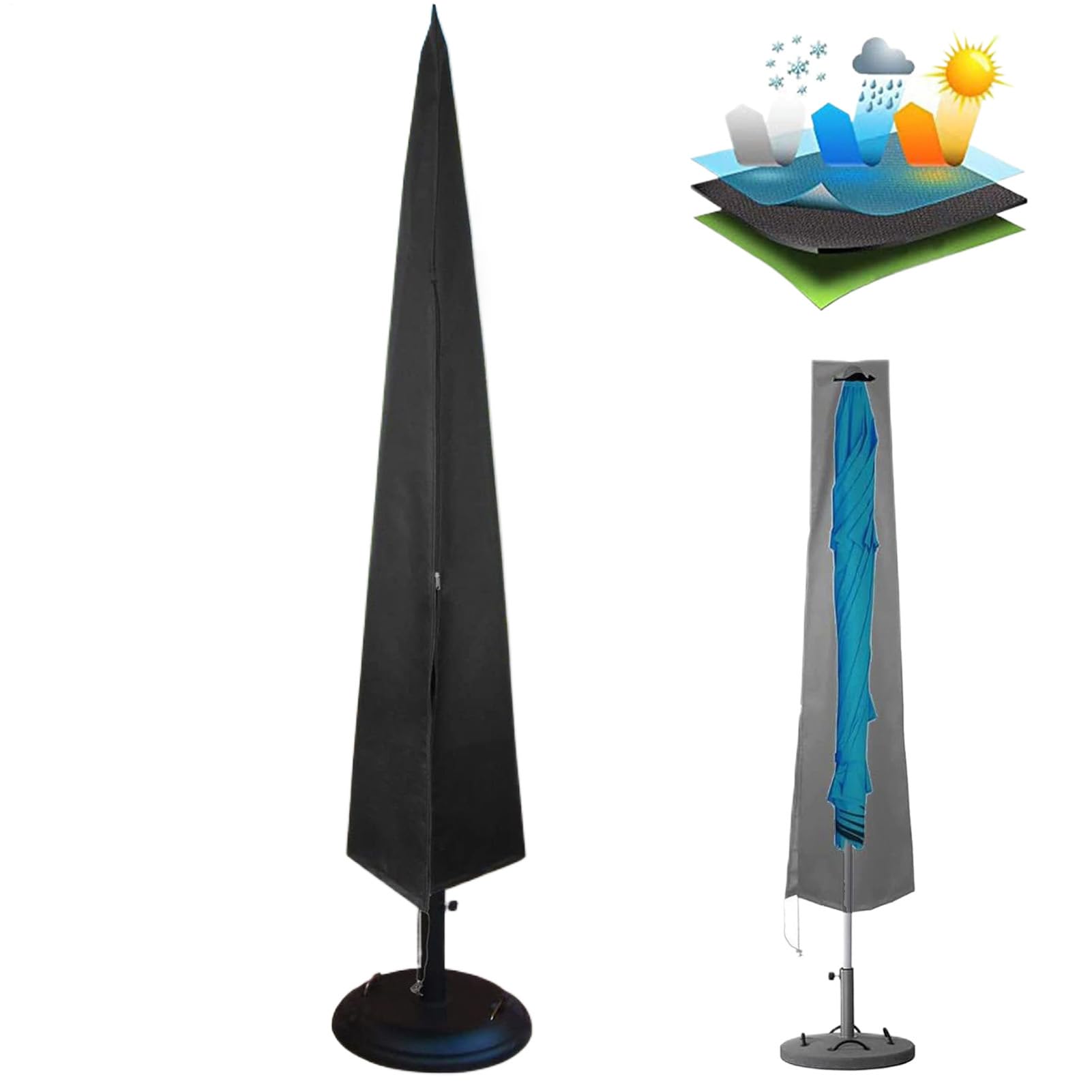 Liakyunf Market Umbrella Cover - Protective Outside Market Parasol Cover,Storage Dustproof Weatherproof Protector for Garden Dining Area Furniture Apartment Balcony Backyard Deck Poolside