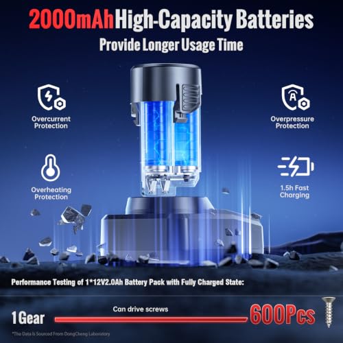 Image of DongCheng 12V Cordless Drill Machine with 1*2000mAh Battery + Fast Charger