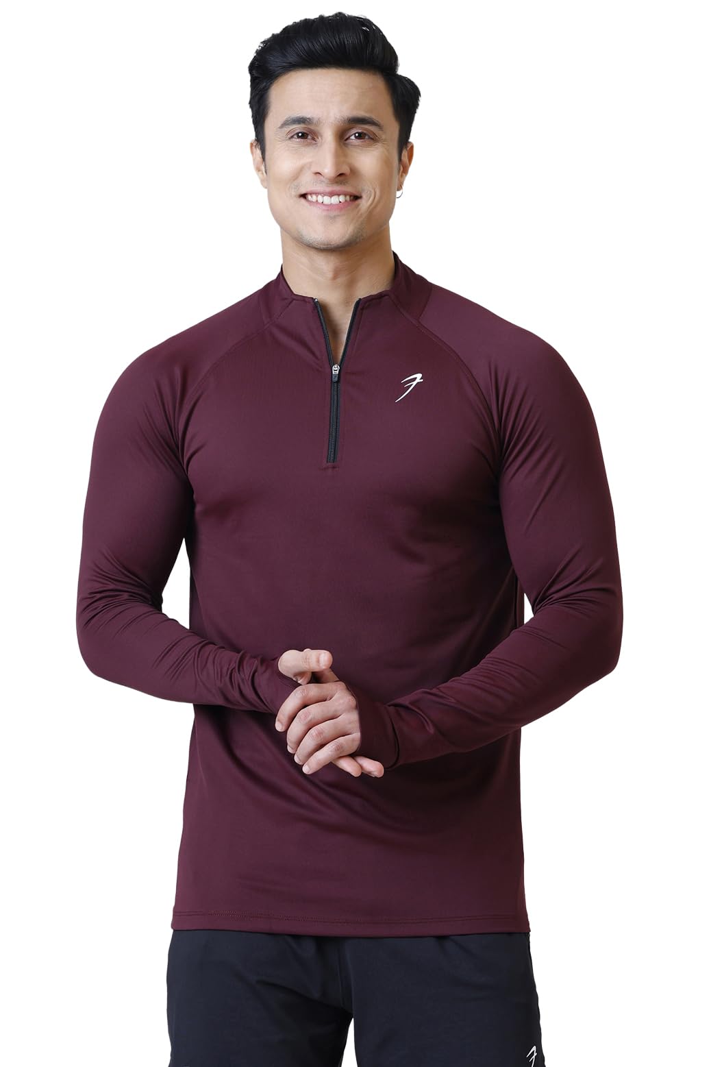 Men Rush Full Sleeve Slim Fit Pullover with Black Contrast Zip