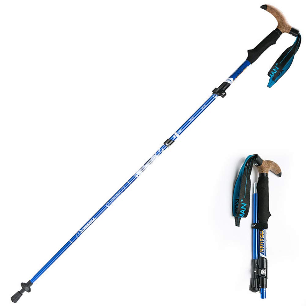 Kije trekkingowe 7075 aluminium - składany, regulowany, ultralekki, zewnętrzny system blokowania do chodzenia, trekkingu, pieszych wędrówek, wspinaczki z uchwytem Eva T, niebieski