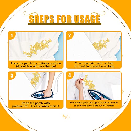 6 Pairs Gold Flower Embroidery Patch Sewing Craft Decoration Lace Diy Appliques For Wedding Prom Dress Clothes Diy Clothing Jean #TOP2