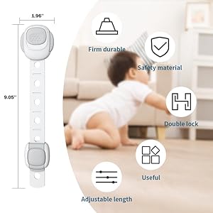 Cabinet Locks Baby Proofing Straps - Child Proof Refrigerator Lock Pack 6 Stove Oven Locks Door Strap for Kids Childproof Safety Cupboard Locks, 3M Adhesive No Screw Latches for Drawer Toilet Lock