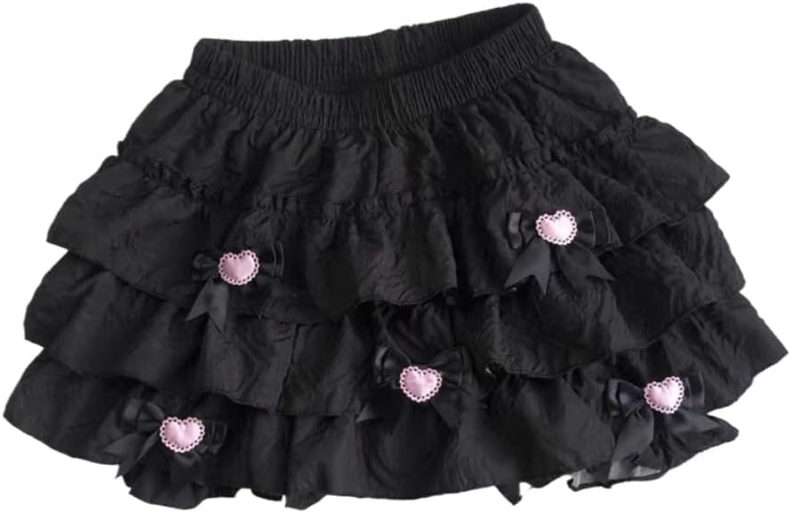 Y2K Sweet Girl Wind Lotus Leaf Edge Puffy Skirt Three Dimensional Butterfly Bow Anti Light Cake Short Skirt