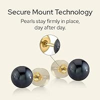 Vista 12 de THE PEARL SOURCE Black Japanese Akoya Real Pearl Earrings for Women - 14k Gold Stud Earrings Hypoallergenic Earrings with Genuine Cultured Pearls