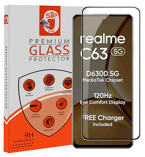 Image of Premium Tempered Glass Screen Protector Guard Compatible For Realme C63 5G (6.67 Inch, Pack of 1) | Edge to Edge Coverage With Easy to installation kit