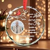 Adorno de cristal conmemorativo personalizado con fotos y texto, recuerdo de condolencias para la pérdida de papá, mamá, ser querido