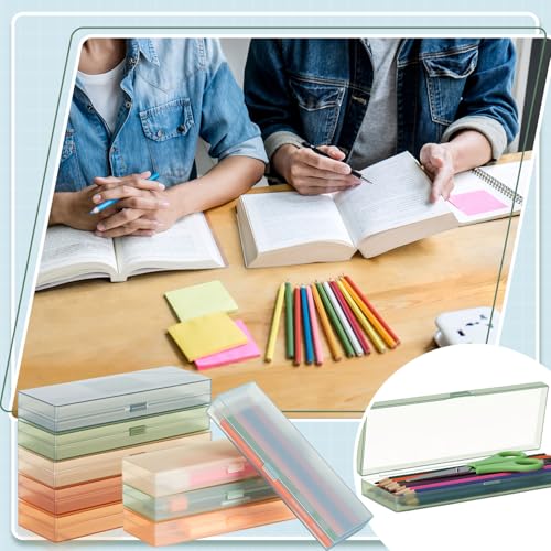 Image of Fainne 24 Pcs Plastic Pencil Case Bulk Pencil Boxes Plastic Stationery Case Frosted Pen Box Pen Holder with Hinged Lid Snap Closure for Office(Single Layer,Morandi Colors,7.09 x 2.36 x 0.98 Inch)