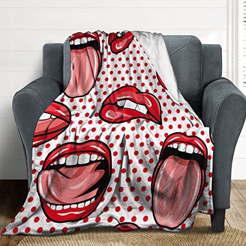 Couverture polaire lèvres rouges plaid canapé flanelle jeté de canapé doux