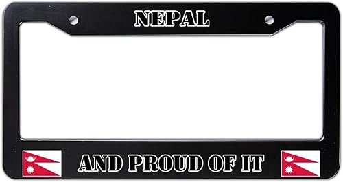 Miniatura 1 de Marco de matrícula de Nepal and Proud of It, bandera de Nepal, recuerdo de país, regalo decorativo de metal para placa frontal de automóvil, marco