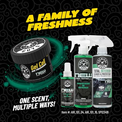 Image of Chemical Guys, New Car Scent Gel Can Air Freshener, Vent Control, 3 Pack | Dial each up for a strong hit or down to a hint; spill-proof gel lasts for weeks and won't leak in summer heat