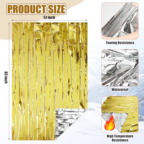 Jamntower 300 Pcs Emergency Blanket and Sock Bulk, Emergency Thermal Space Blankets Survival Winter Socks Gold and Silver Double-Sided Insulating Kits for Outdoors Camping Homeless Hiking