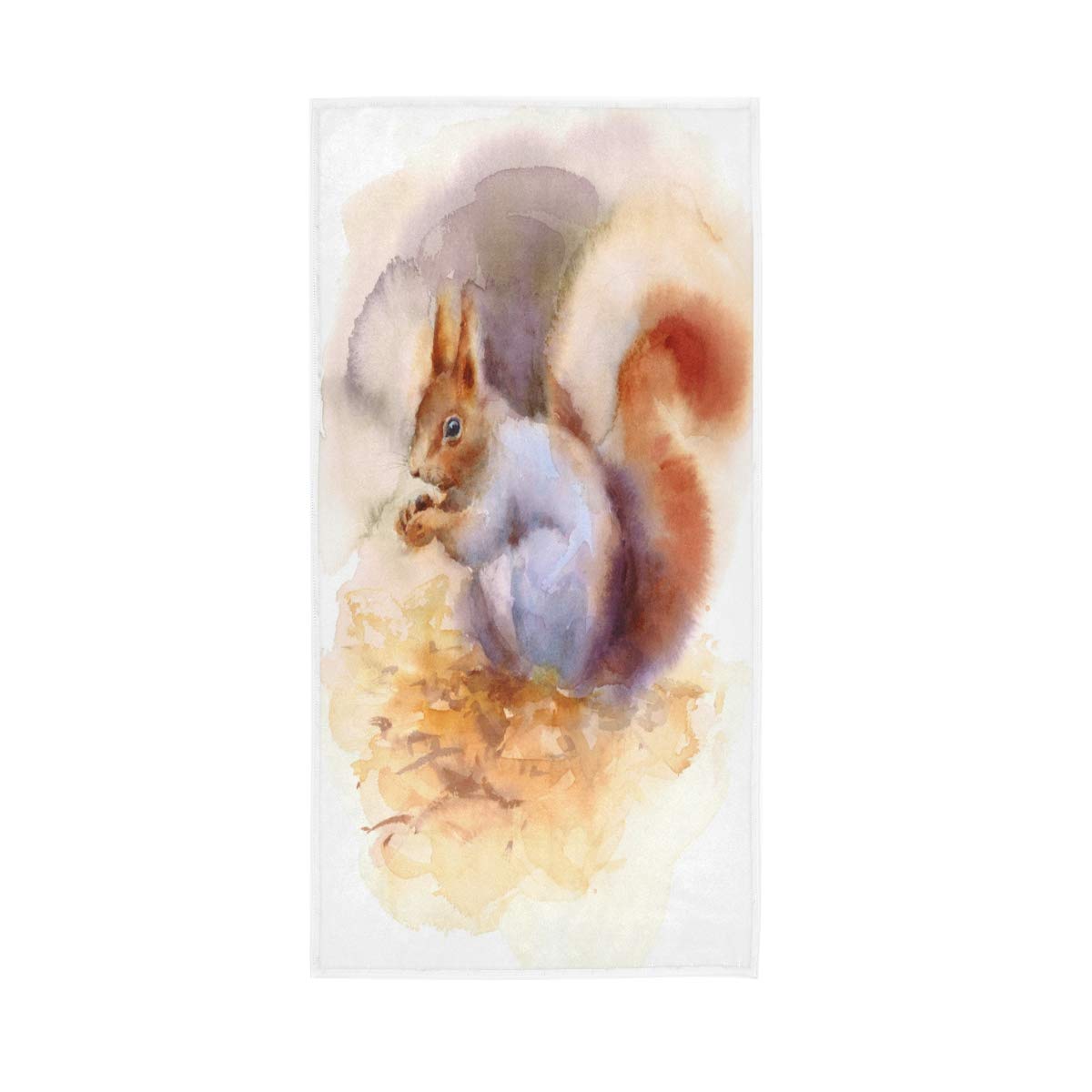 HUYGD Cute Squirrel Watercolor Soft Bath Hotel Spa Hand Gym Sport Towel 76 x 38 cm(30 x 15 Inches)