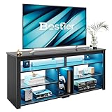 Bestier Mueble de TV Alto para televisores de 65", Fibra de Carbono Negra