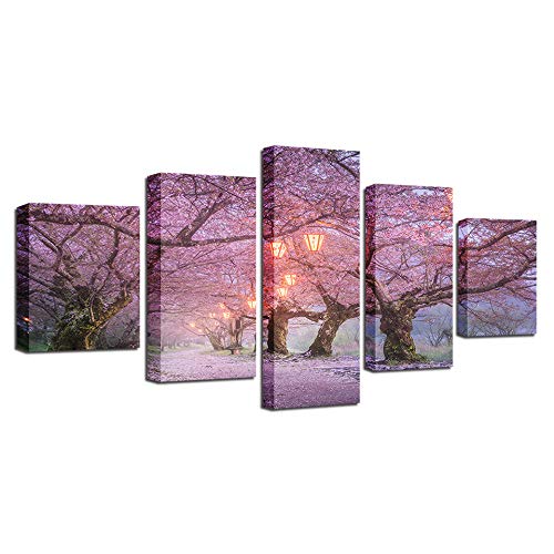 Toile fleurs de cerisier 5 pièces pour infuser douceur et sérénité dans votre foyer