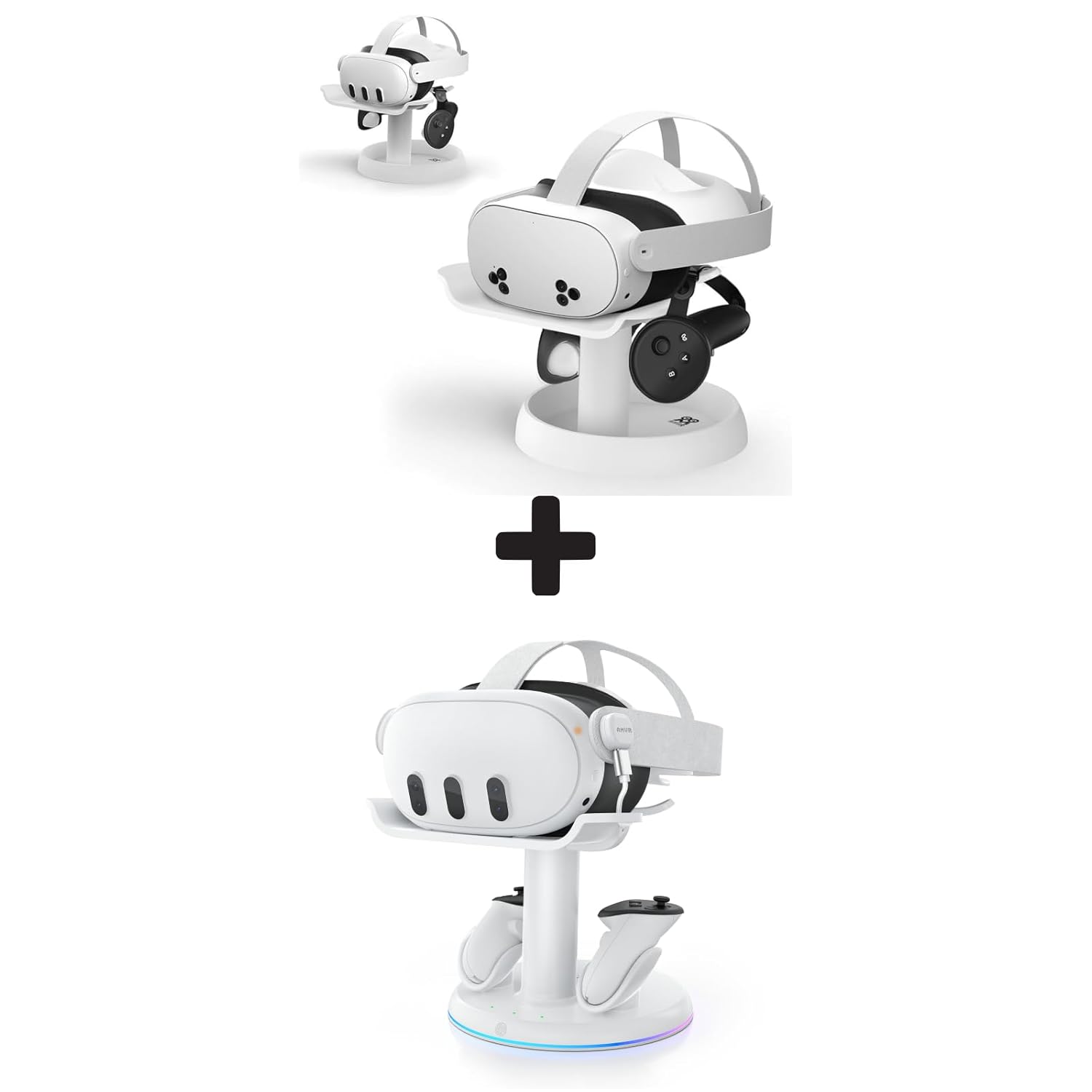 AMVR RGB Charging Dock & White Stand Holder Compatible with Meta Quest 3/3S