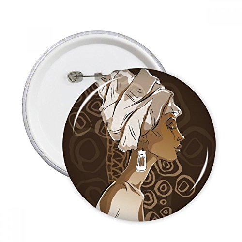 Broches rondes art autochtone noir de taille XXL en lot de 5 pièces