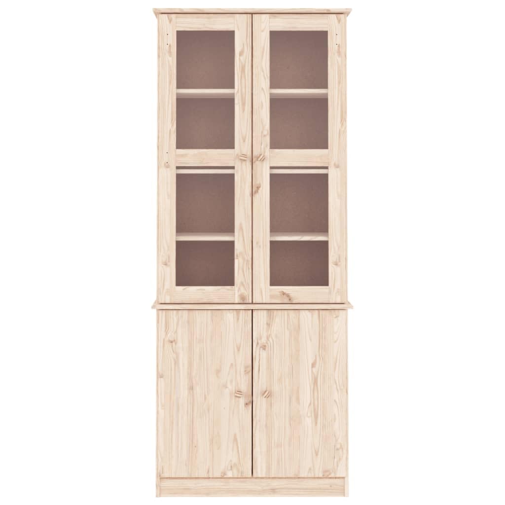 Vetrina Alta 77x35x186,5 cm in Legno Massello di Pino, Vetrina Soggiorno/Cucina, Rustico
