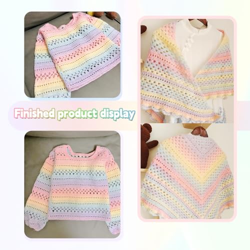 Katech 4x100g Gradient Cake Yarn for Crocheting Knitting-Multicolor Soft Rainbow Cotton Crochet Yarn-Perfect for Scarves, Shawls, Blankets, and Garments That Stand Out with Style(B)