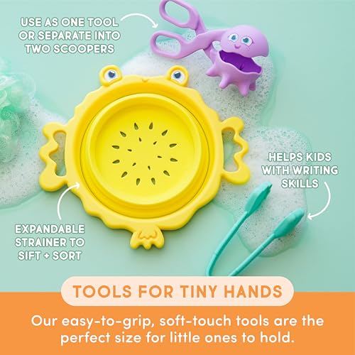 Image of Glo Pals Under The Sea Bundle, Contains 1 Pack Fun Fillers Sensory Play Accessories, 3 Pack Pick-Up Pals Sensory Tools, and 4 Pack Alex Yellow Water-Activated Light-Up Cubes