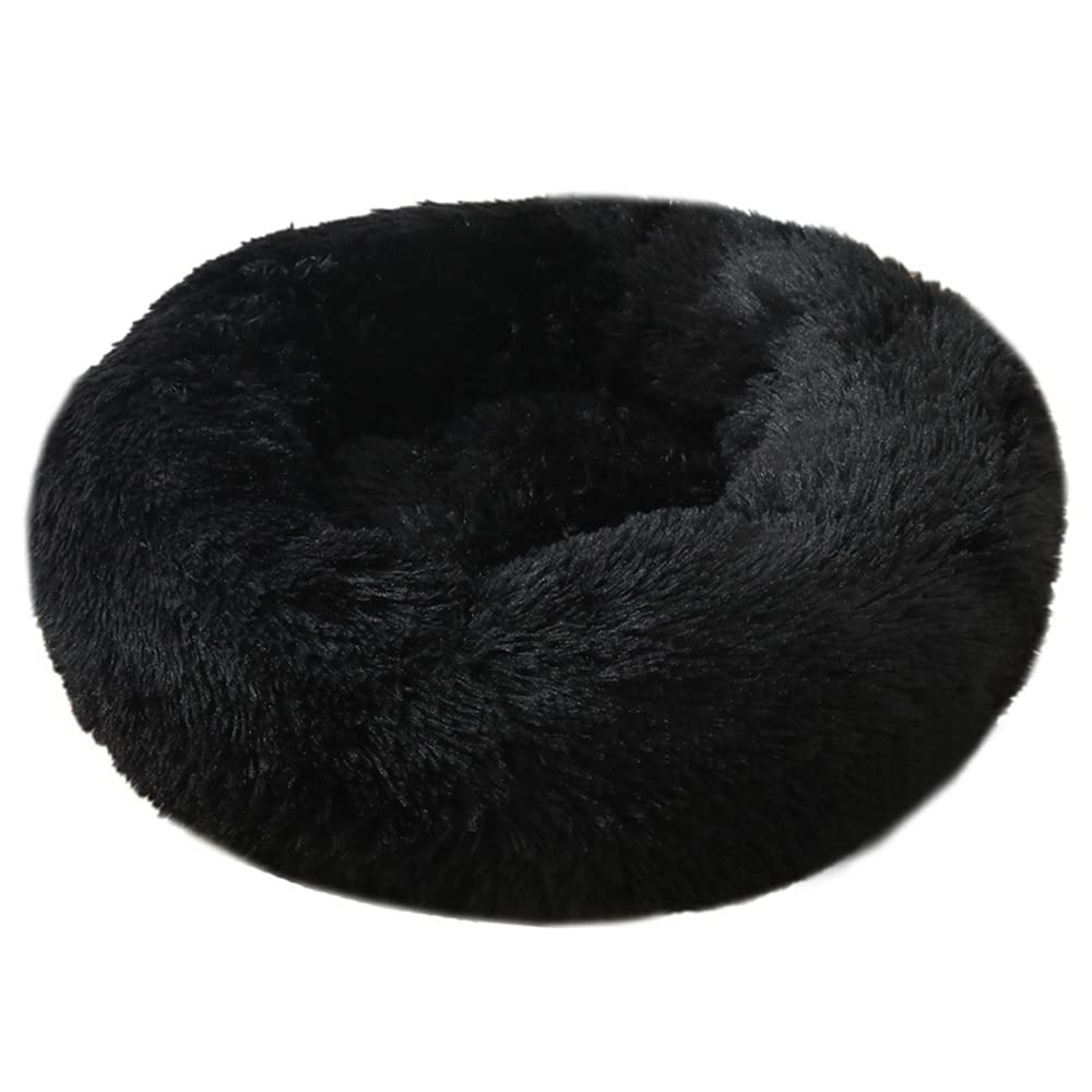 Lukery Dog Cat Donut Bed, Fluffy Plush Puppy Kitten Cuddler Round Bed, Warm and Soft Pet Cosy Anti Anxiety Beds for Small/Medium/Large Dogs (60CM,black) โ image 1