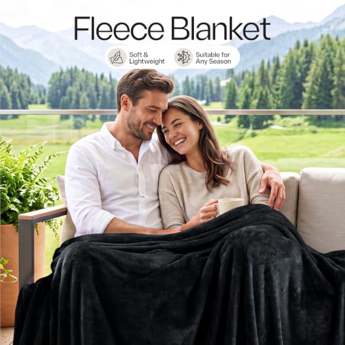 Image of Utopia Bedding Fleece Blanket Queen Size Black Lightweight Fuzzy Soft Anti-Static Microfiber Bed Blanket (90x90 Inches)