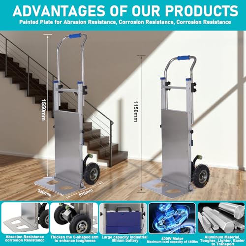 Carretilla eléctrica para subir escaleras 440lbs aluminio miniatura 3
