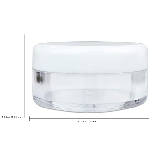 Miniatura 2 de 50 tarros redondos de acrílico vacíos de 5 gramos (0.17 oz) – Contenedores de plástico sin BPA para cosméticos, loción, crema, maquillaje, cuentas,