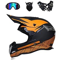 Kit Casque Gants Masque Casque Motocross VOMI Integral - Certifié DOT - Bleu Avec Gants Et Accessoires - Pour VTT, Quad, Moto Accessoires Moto Cross Adulte