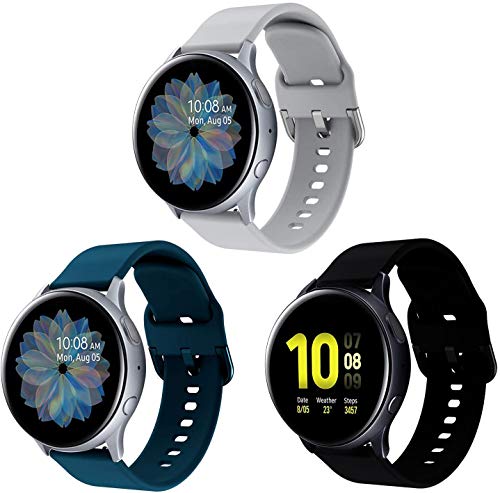 HATALKIN Bands for Samsung Galaxy Watch Active 2 Band 44mm 40mm Samsung Watch Band 42mm,20mm Watch Band Silicone Skin Friendly Quick Release Pin Strap for Galaxy Watch Active2 / Active / 42mm (3 Pack)
