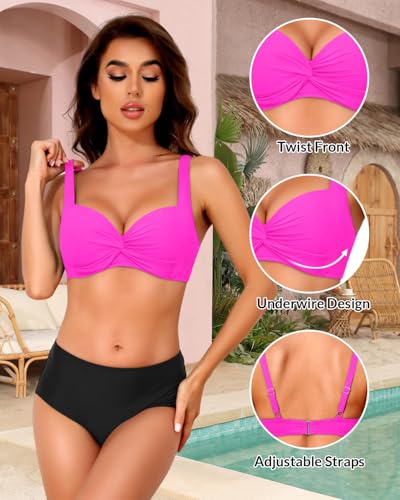 Image of Yonique Women Underwire Bikini Top - 2026 Push Up Swimsuit Tops Padded Bra Bahting Suit