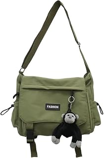 Large Capacity Unisex Shoulder Bag - Japan Korean Style Leisure Waterproof Nylon Messenger Black Oxford Book Bag
