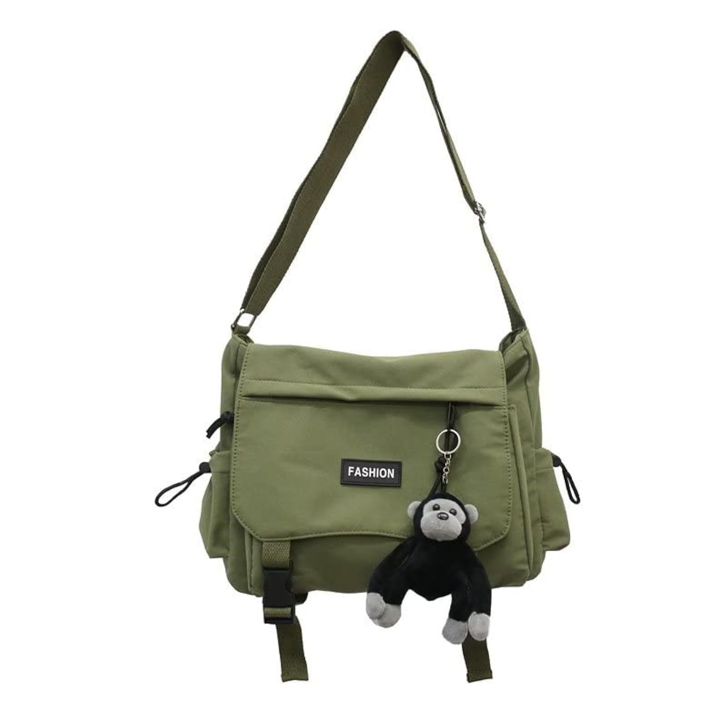 Large Capacity Unisex Shoulder Bag - Japan Korean Style Leisure Waterproof Nylon Messenger Black Oxford Book Bag