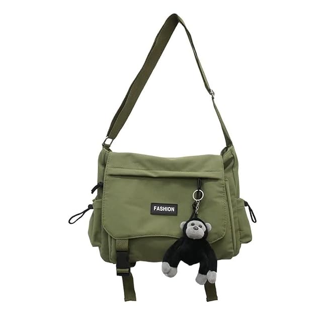 Large Capacity Unisex Shoulder Bag - Japan Korean Style Leisure Waterproof Nylon Messenger Black Oxford Book Bag
