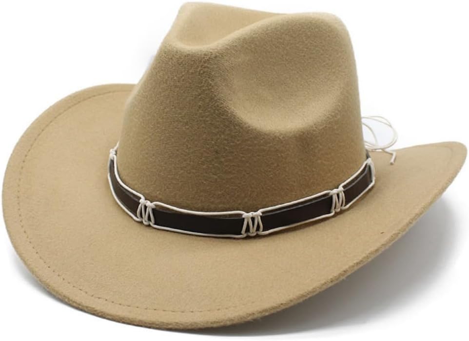 Classic Western Cowboy Hat, Black Wool, Wide Brim, Silver Band Detail