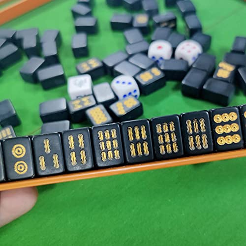 Mahjong con 144 fichas y mesa plegable portátil miniatura 4