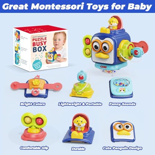 Image of TEC TAVAKKAL Sensory Montessori Toys for 1 Year Old Boy 1st Birthday Gifts Baby Stocking Stuffers for Toddlers 1-3, Busy Board Cube Baby Toys Age 0-2 Educational Airplane Travel Fidget,multicolor