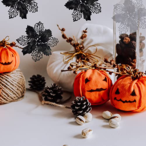 Wereves 12 Pcs Black Glitter Artificial Poinsettia Flowers With Clips And Stems, 5.9 Inch Artificial Flowers Christmas Flowers Christmas Wreath Garland Christmas Tree Ornaments #TOP3