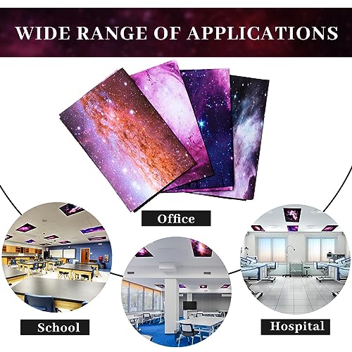 Image of ROCEEI Pack of 4 Fluorescent Light Covers for Ceiling Lights, 4 x 2 Ft, Magnetic Light Covers for Classroom Office Home School Ceiling Decor(Nebula)