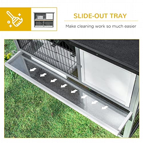 Pawhut 48" Wooden Rabbit Hutch Bunny Cage Small Animal House Enclosure With Ramp, Removable Tray And Weatherproof Roof For Outdoor, Gray #TOP5