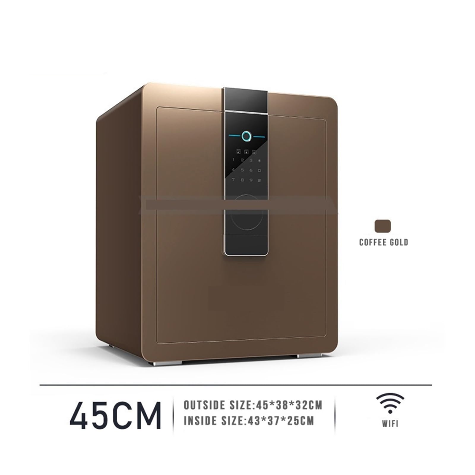 Coffre-Fort de sécurité Mot De Passe Électronique Coffre-Fort 45CM Hauteur Bureau Ména Intellint Empreinte Digitale en Acier Haute Sécurité Boîte(Black Fingerprint)