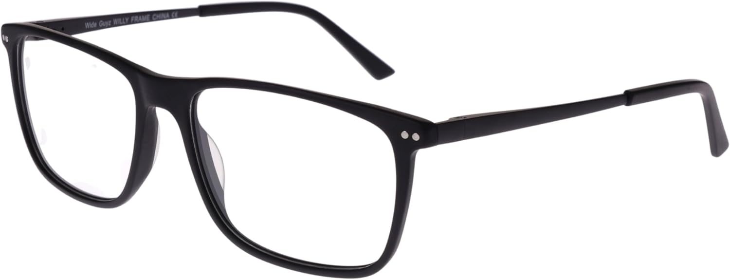 XPL Wide Guyz Matte Black WILLY Eyeglasses, 58/17/150, for Large Men