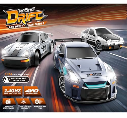 Image of Jack Royal Tokyo 911 Drift Remote Control 1:24 Scale Drift Car | 20Kmph, 2.4Ghz | Rc Drifting Car 4 Wheel Drive Boost Mode Long Range Remote Hard Plastic Top with LED Head Light