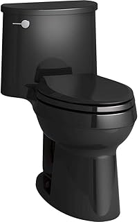 KOHLER K-3946-7 Adair Comfort Height One-Piece Elongated 1.28 GPF Toilet with Aqua Piston Flush Technology and Left-Hand Trip Lever, Black