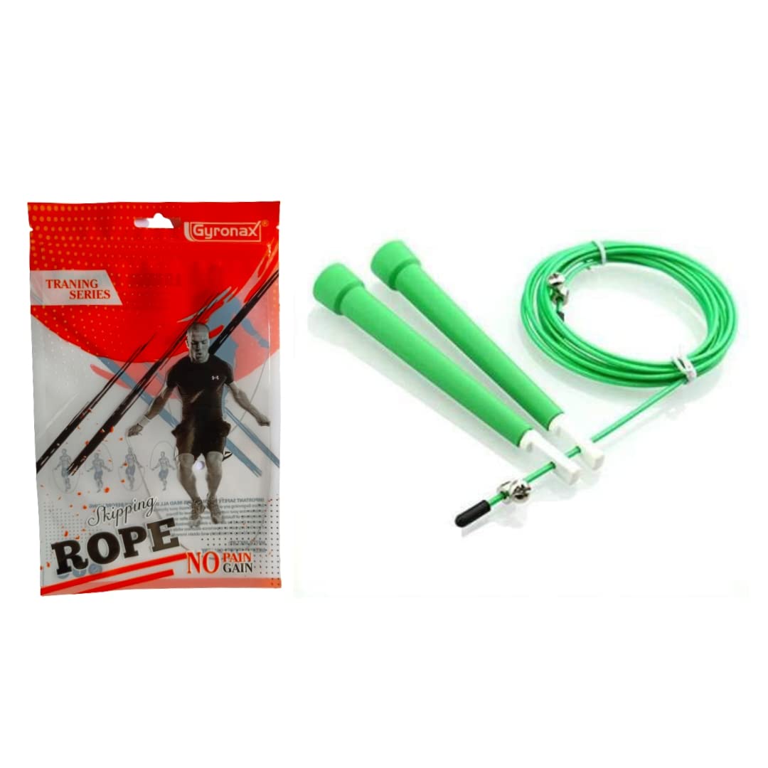 Gyronax Adjustable Skipping Rope Suitable for Gym, Crossfit, Double Unders, Speed Jumping, Cardio and Weight Loss - for Men and Women, Green Colour, Pack of 1 (B083QKYLZQ) Amazon Price History, Amazon Price Tracker
