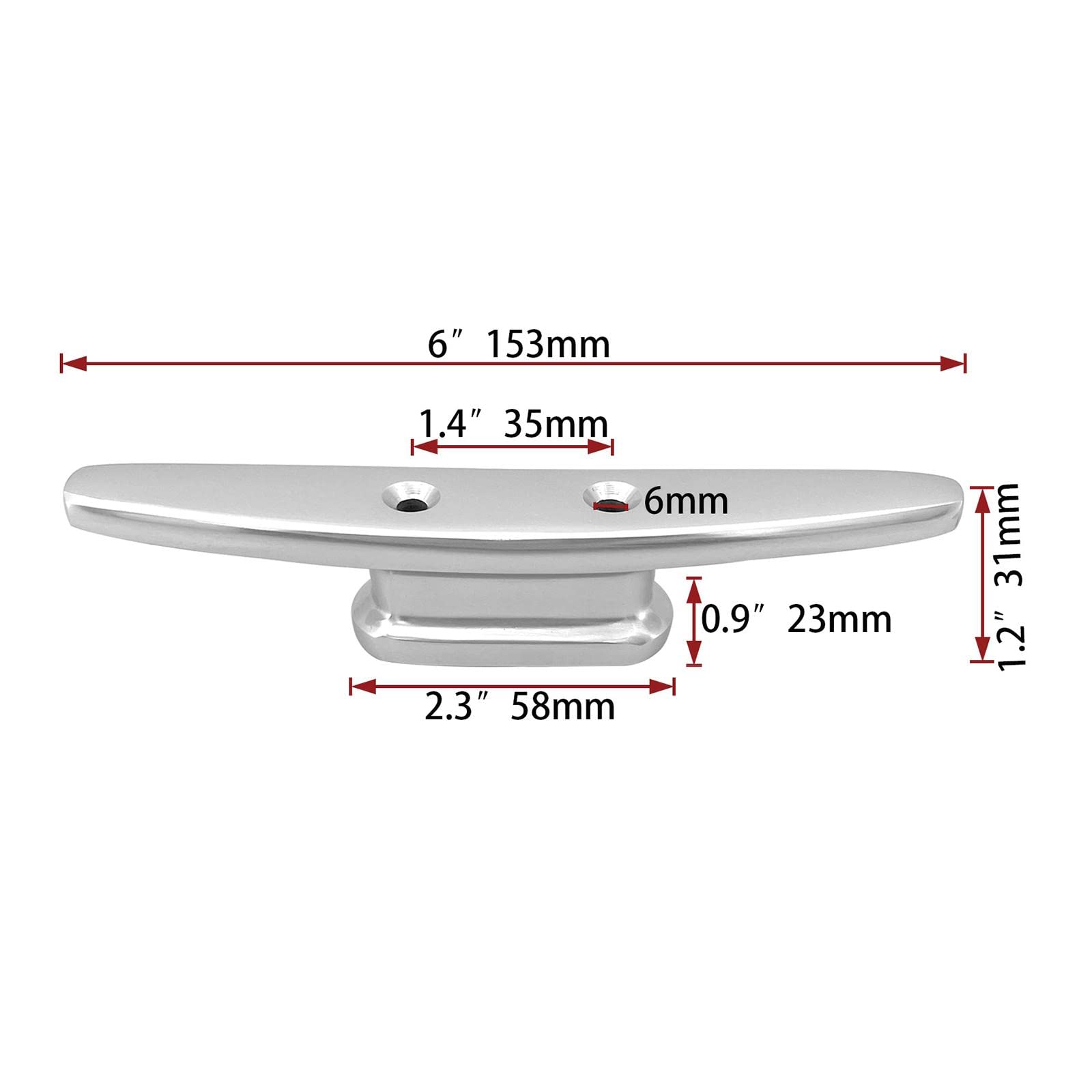 Oshhni Taquet de Pont Aluminium Deux Trous Accessoire Amarrage Résistant Finition Polie Convient pour Yacht Installation Marine, Argent