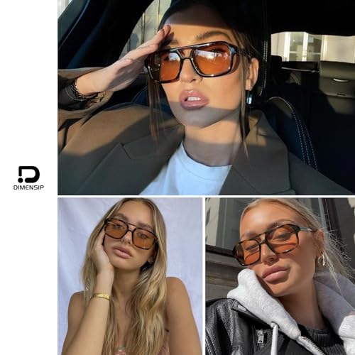 Retro 70s Avaitor Sunglasses for Women Men, Vintage Square Orange Sun Glasses - UV Protection2