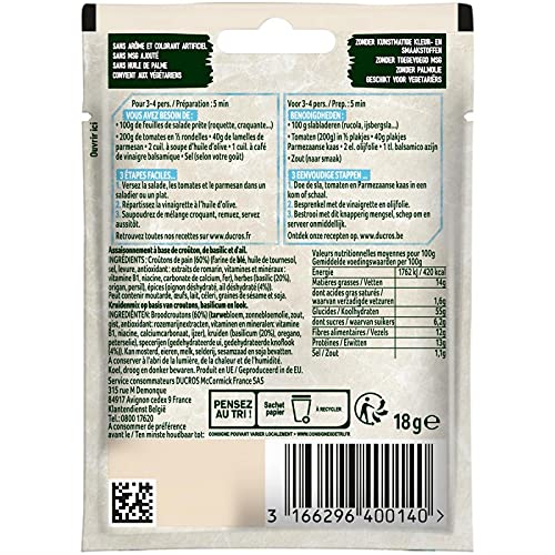 Croûtons Ducros au Basilic et Ail - 18g - Savoureux et Croustillants - Idéal pour Salades et Soupes - Le Lot De 4