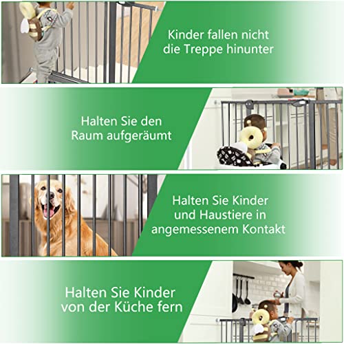 JOIEYOU Treppenschutzgitter ohne Bohren, 95-105 cm Türschutzgitter Treppengitter für Kinder und Haustiere, Einhändiges Öffnen, Schwarz