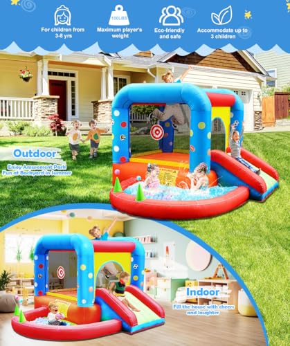Step4Fun Inflatable Bounce House, Kids Castle Slide Bouncer for Children Jumping Outdoor and Indoor Party, Baby Backyard Water Jumper Toy with Blower, Ball Pit Pool, Ideal Gifts(112 x 98 x 65”) - Image 6