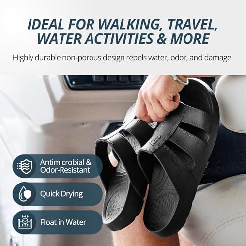 NUUSOL Stanley Slide Men Flip Flops/Sandal; Non-Slip Durable Soft-Cushion Lightweight Non-Porous Textured Footbed Orthotics Arch Support Footwear Relieve Plantar Fasciitis Feet Joints Neck & Back Pain4